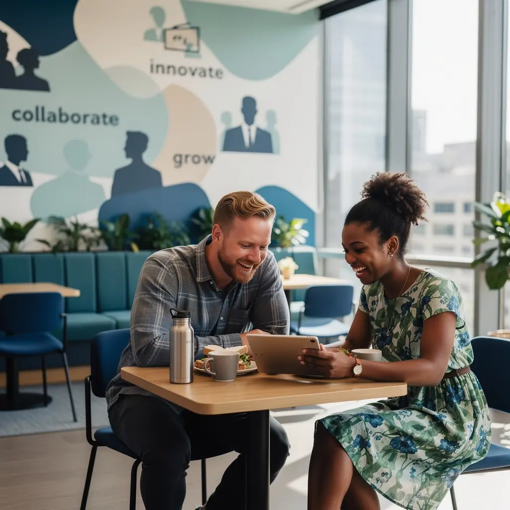 Arbeitsplatz mit kreativen Designelementen, die die Markenidentität widerspiegeln.